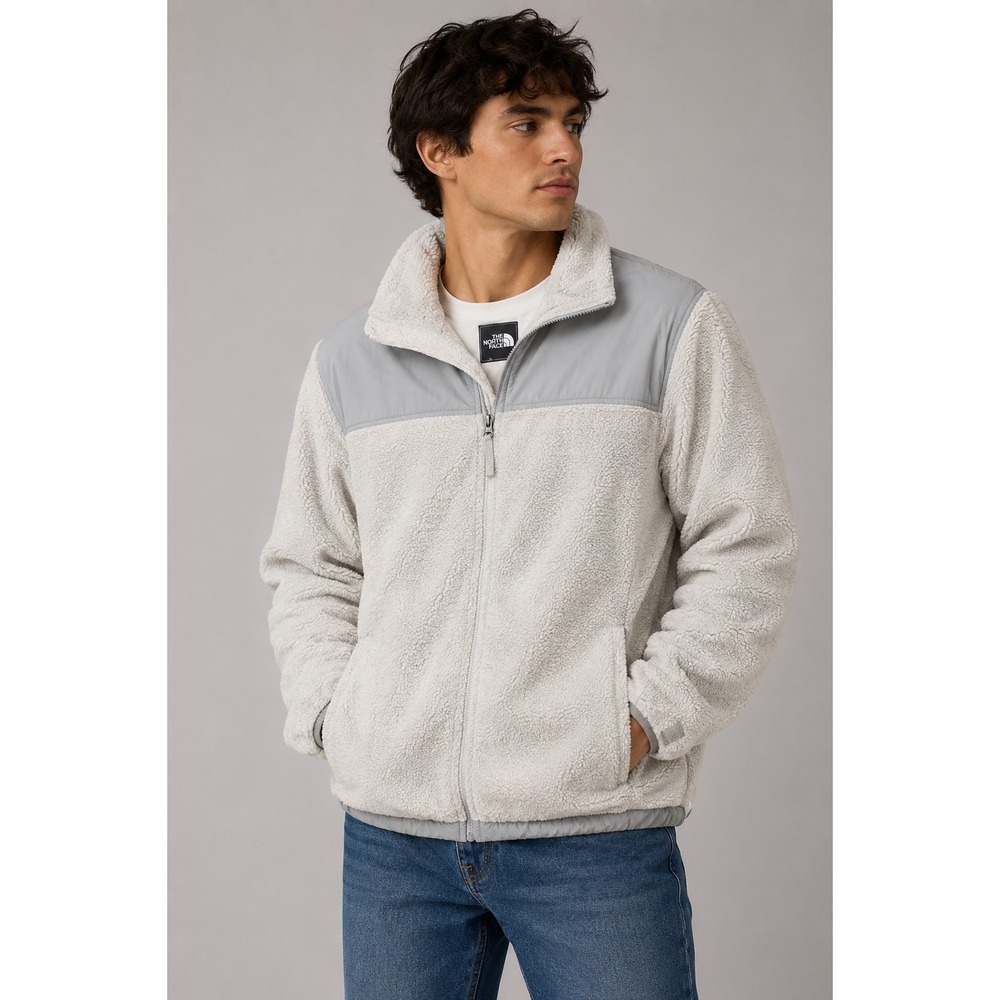 The North Face Girls XL Denali Fleece Jacket Cream Grey Full Zip Sherpa‎ |J1